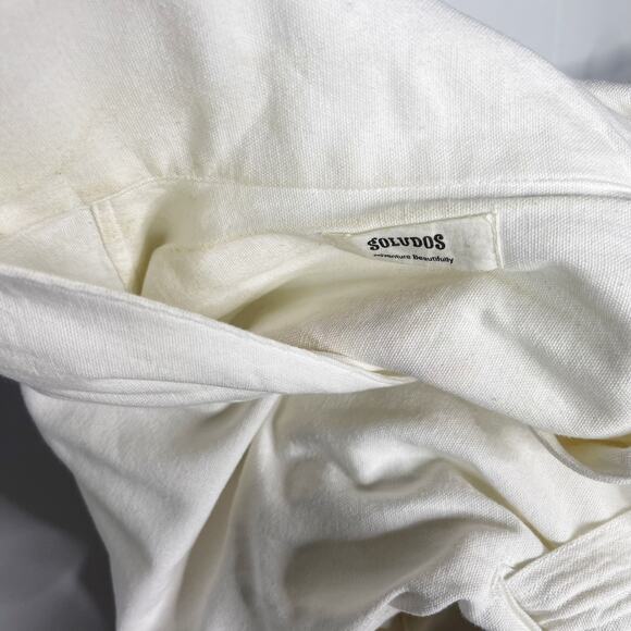 Soludos S White Rialto Tie Waist Jumpsuit Cotton Embroidered Zip Front Cropped - Picture 12 of 16